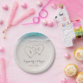 ハートの砂地ビーチ結婚式 ペーパープレート (パーティー)