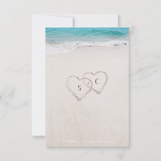 ハートの砂地ビーチ結婚式 出欠カード (裏面)