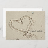 ハートの砂浜招待状 招待状 (正面/裏面)