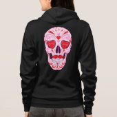 ハートの砂糖のスカル及び矢のジッパーのフード付きスウェットシャツ パーカ (裏面)