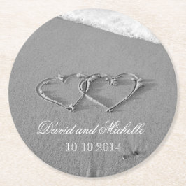 ハートの砂結婚式パーティー紙コースター ラウンドペーパーコースター