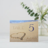 ハートの砂表番号札、名前と日付 ポストカード (スタンド正面)