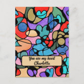 ハートの神経描画デジタルウォーターカラー ポストカード (正面)