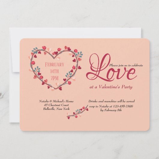 ハートの私のハートバレンタインデーパーティの招待状 招待状 (正面)