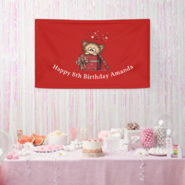 ハートの箱の中の可愛い子猫の誕生日 横断幕