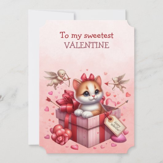 ハートの箱の中の最もかわいいバレンタインの子猫 シーズンカード (正面)