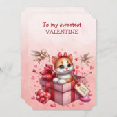 ハートの箱の中の最もかわいいバレンタインの子猫 シーズンカード (正面/裏面)