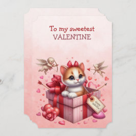 ハートの箱の中の最もかわいいバレンタインの子猫 シーズンカード