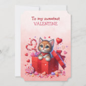 ハートの箱の中の最もかわいいバレンタインの子猫 シーズンカード (正面)