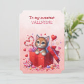 ハートの箱の中の最もかわいいバレンタインの子猫 シーズンカード (スタンド正面)