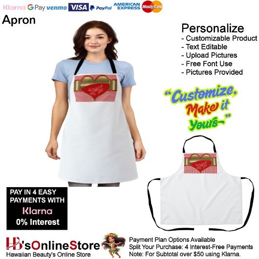 ハートの箱プリントエプロン媒体 エプロン