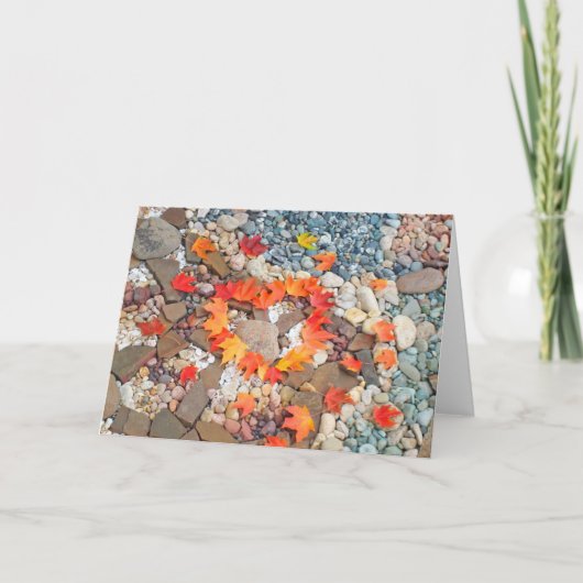 ハートの紅葉の挨拶状の石庭 カード (正面)