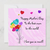 ハートの紙カットの風船 – Happy Mother's Day カード (正面)