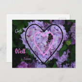 ハートの紫のハイドランジアの回復おめでとうポストカード ポストカード (正面/裏面)