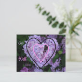 ハートの紫の紫陽花の回復おめでとうポストカード ポストカード (スタンド正面)