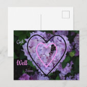 ハートの紫の紫陽花の回復おめでとうポストカード ポストカード (正面/裏面)