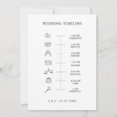 ハートの結婚ようこそ旅程アイコンのタイムラインカード 招待状 (裏面)