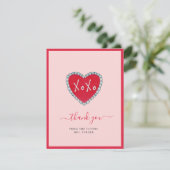 ハートの結婚前お披露目 フラット サンクス カード XOXO (スタンド正面)