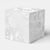 ハートの結婚式用白いサテン生地のダマスク フェイバーボックス (裏面サイド)