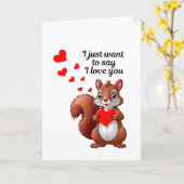 ハートの絵のついたリス - 愛してる カード (黄色い花)