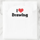 ハートの絵を描くのが大好き - アーティスト&イラストレーター 楕円形シール (バッグ)