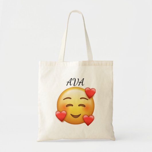 ハートの絵文字がプリントされた名入れトートバッグ トートバッグ (正面)
