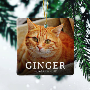 ハートの絵柄ペット記念猫2枚の写真 セラミックオーナメント