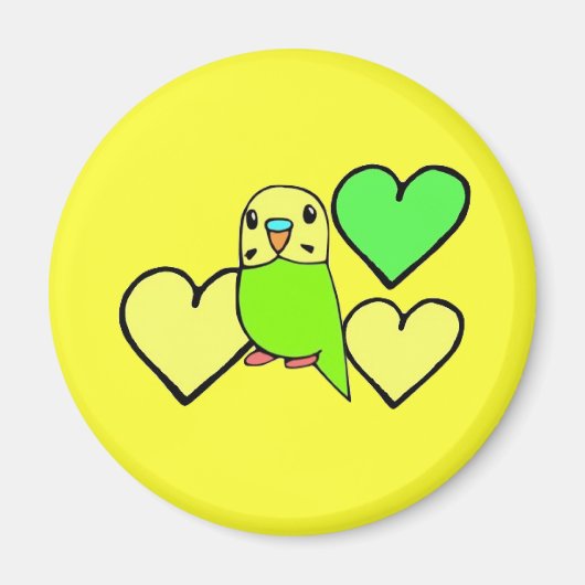 ハートの緑のインコ マグネット (正面)