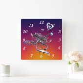 ハートの美しい スクエア壁時計 (ホーム)