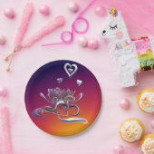 ハートの美しい ペーパープレート (パーティー)