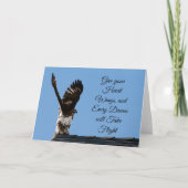 ハートの羽の赤い尾を持つタカの写真 カード (正面)