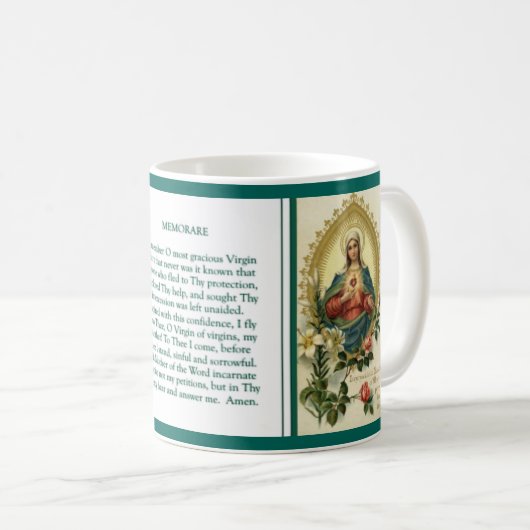 ハートの聖母マリアの完全で、悲しい祈りの言葉 コーヒーマグカップ (正面右)