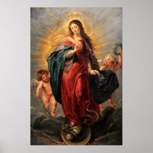 ハートの聖母マリア完全なポスター- Virgenマリア ポスター