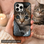 ハートの肉球と愛らしい名前入り オーダーメイドの仔猫 写真 Case-Mate iPhoneケース