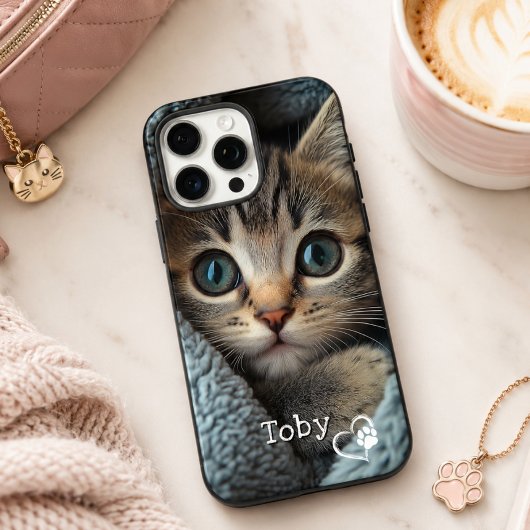 ハートの肉球と愛らしい名前入り オーダーメイドの仔猫 写真 Case-Mate iPhoneケース