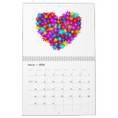 ハートの背景 カレンダー (3月 2026)