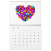 ハートの背景 カレンダー (3月 2027)