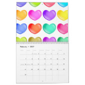 ハートの背景 カレンダー (2月 2027)