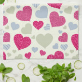 ハートの背景 キッチンタオル (折り畳み)