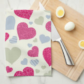 ハートの背景 キッチンタオル (四つ折り)