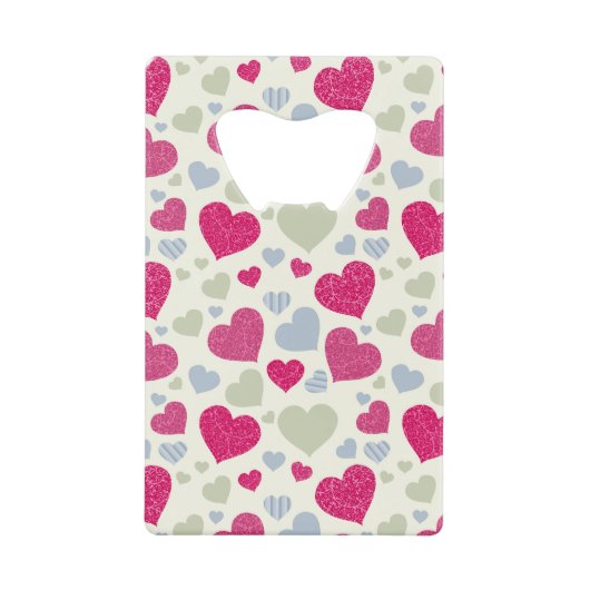 ハートの背景 クレジットカード栓抜き (正面)