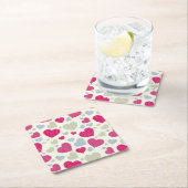 ハートの背景 スクエアペーパーコースター (インサイチュ)