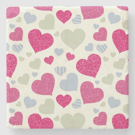 ハートの背景 ストーンコースター (正面)