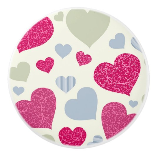 ハートの背景 セラミックノブ (正面)