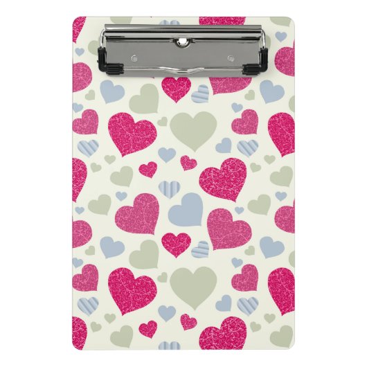 ハートの背景 ミニクリップボード (正面)