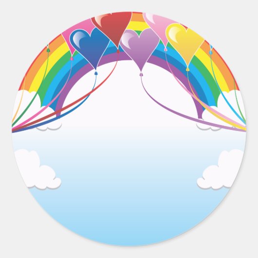 ハートの背景 ラウンドシール (正面)