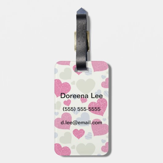 ハートの背景 ラゲッジタグ (裏面縦)