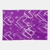 ハートの背景(紫、キッチンタオル) キッチンタオル (横)