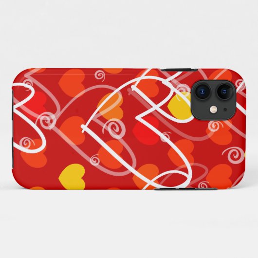 ハートの背景(赤)、iPhoneケース Case-Mate iPhoneケース (裏面(横))