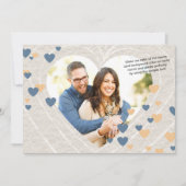 ハートの色を変更する、ブルーグレーバレンタイン結婚の 招待状 (正面)